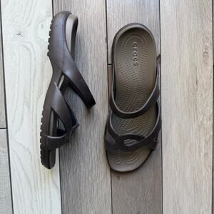 Crocs brown comfort sandals slip on